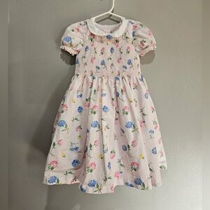Janie and Jack Pink & Blue Floral Smocked Dress Size 5